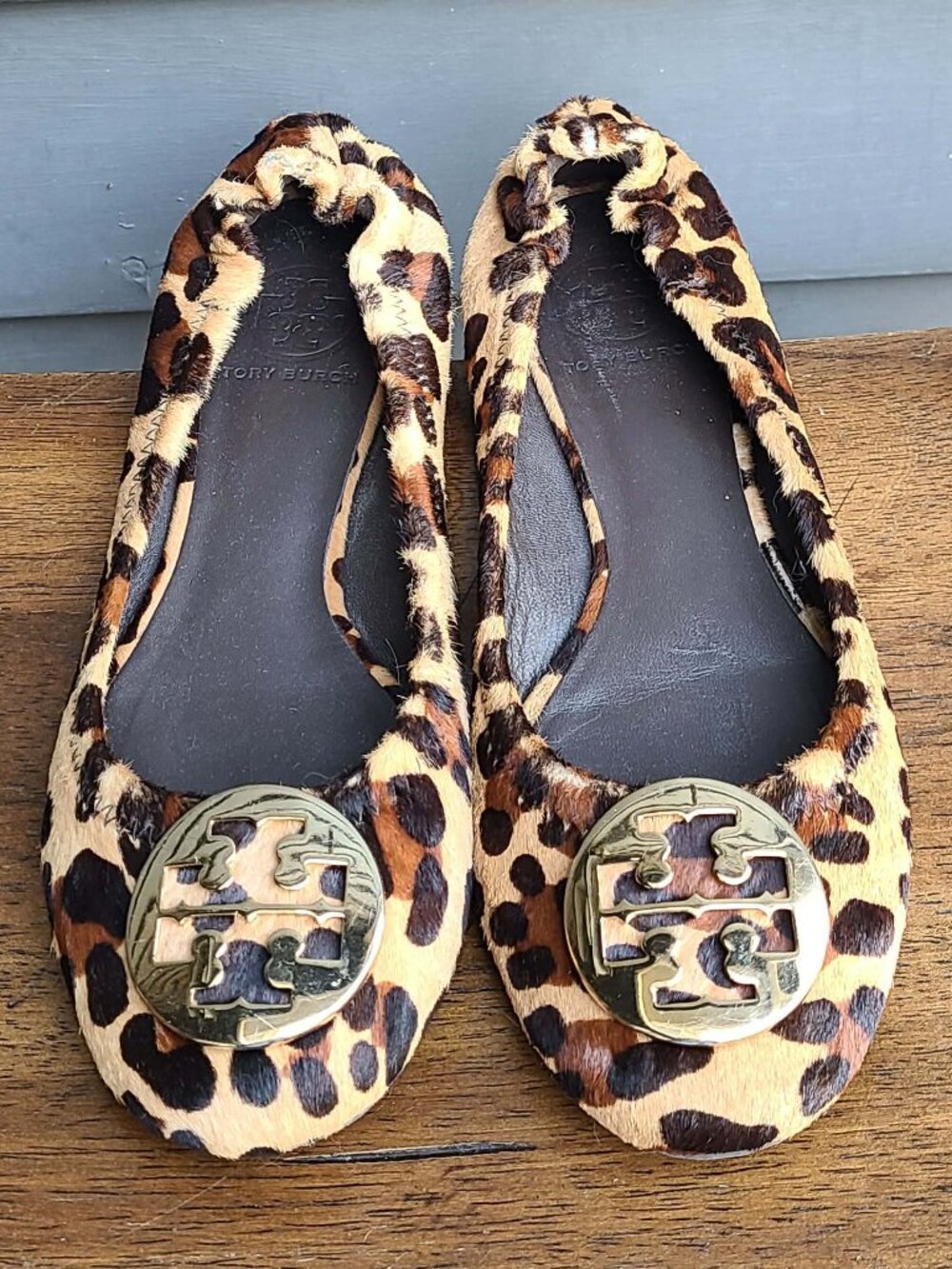 Tory Burch Reva Leopard Print Calf Hair Flats size 7 1/2